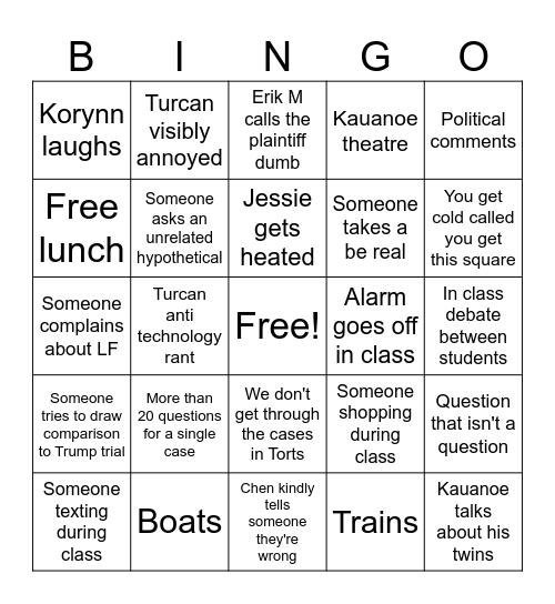 CJ's Bingo Card