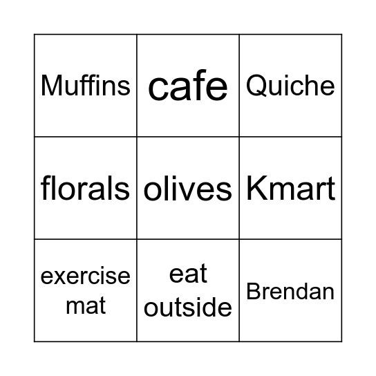 Grenfell Hens Party Bingo Card