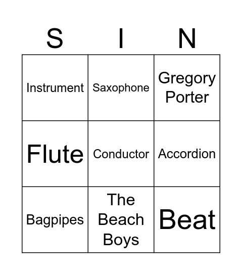 MUSIC MUSIC MUSIC Bingo Card