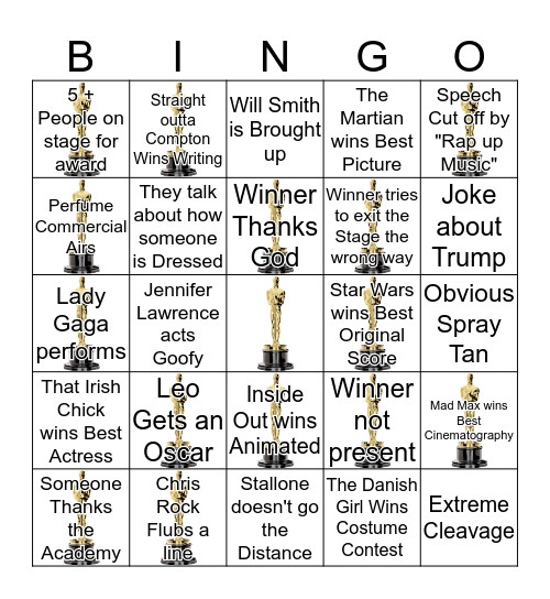 Mary's Marvelous Oscar  Bingo Card