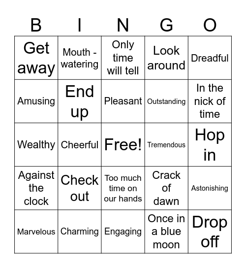 Veronica's Bingo! Bingo Card