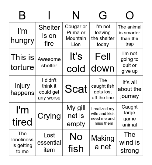 Alone Bingo Card