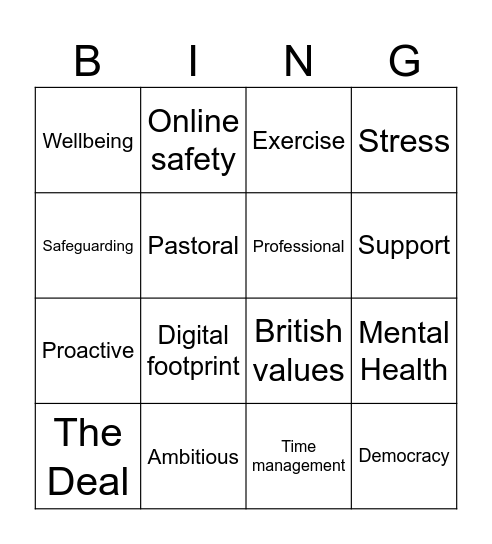 Revision Bingo Card