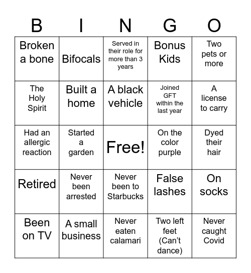 Find someone who has… Bingo Card