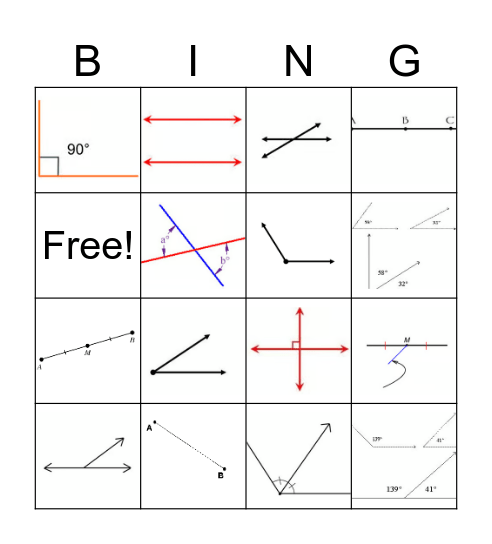 Geometry A unit 1 vocabulary Bingo Card