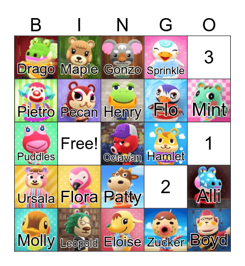 Animal Crossing Bingo Card