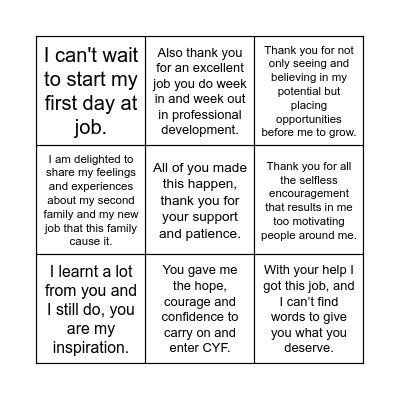 Professional Development Bingo Card