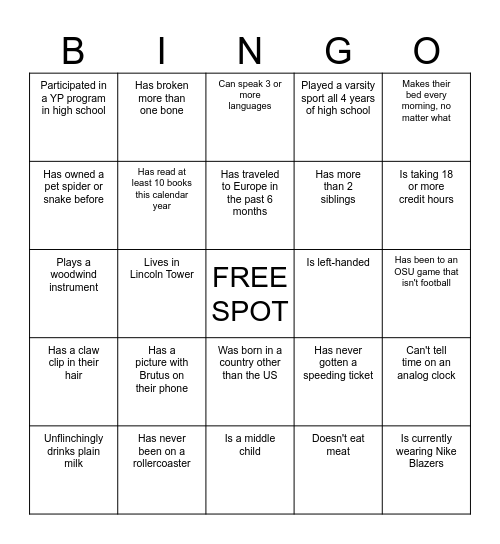 BuckeyeThon Bingo! Bingo Card