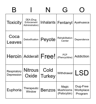 Dangerous Drugs Bingo Card