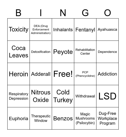 Dangerous Drugs Bingo Card