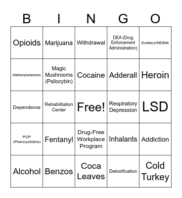 Dangerous Drugs Bingo Card