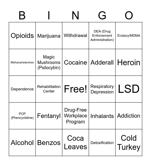 Dangerous Drugs Bingo Card