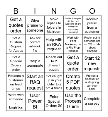CQ Bingo Card