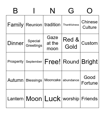 Autumn Festival Bingo Card