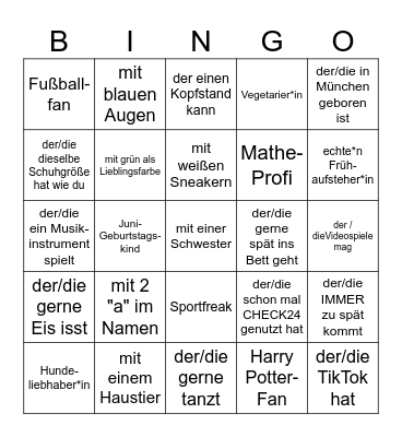 Finde eine*n ... Bingo Card