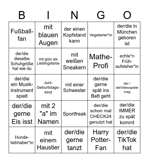 Finde eine*n ... Bingo Card