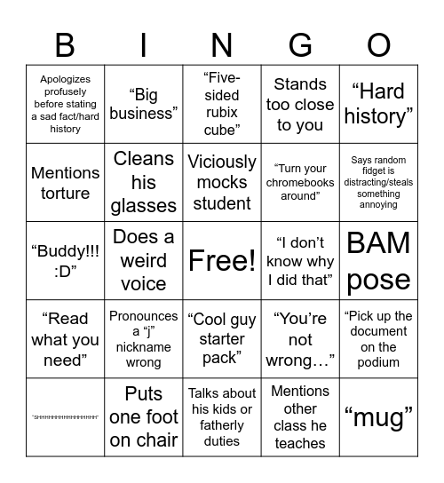slingerland bingoing Bingo Card