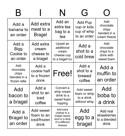 Biggby Bingo Card