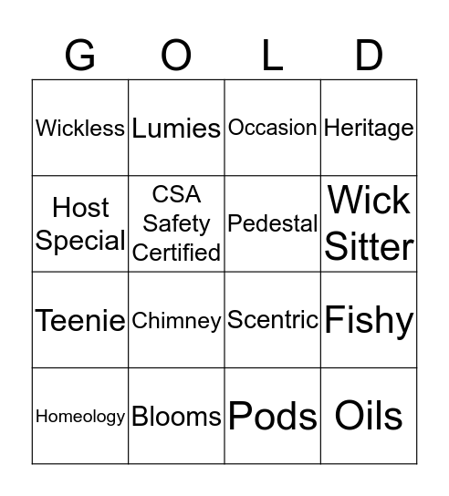 Gold Canyon Bingo Card