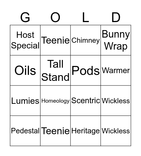 Gold Canyon Bingo Card