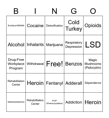Dangerous Drugs Bingo Card