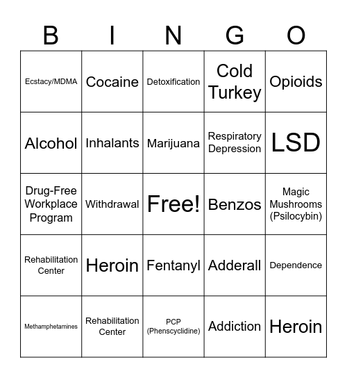 Dangerous Drugs Bingo Card