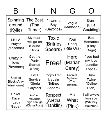 DIVAS Bingo Card