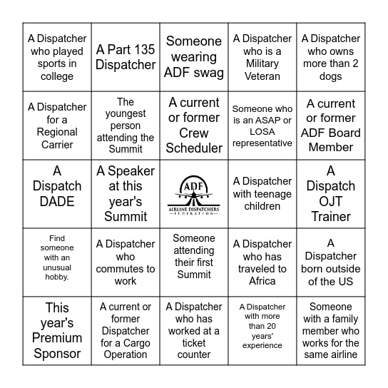 2023 ADF SUMMIT BINGO Card