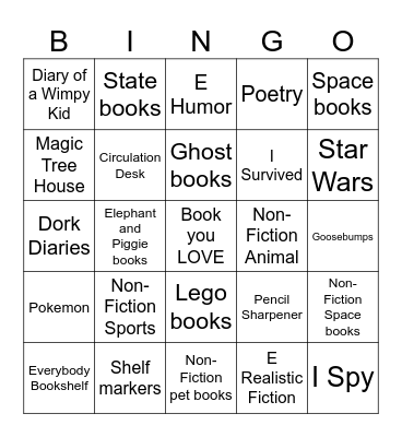 Library Scavenger Hunt Bingo Card