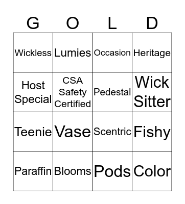 Gold Canyon Bingo Card
