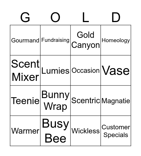 Gold Canyon Bingo Card