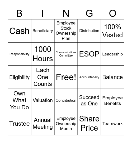 ESOP Bingo Card