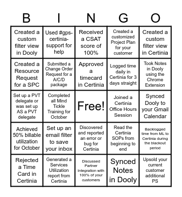 PM Bingo Card