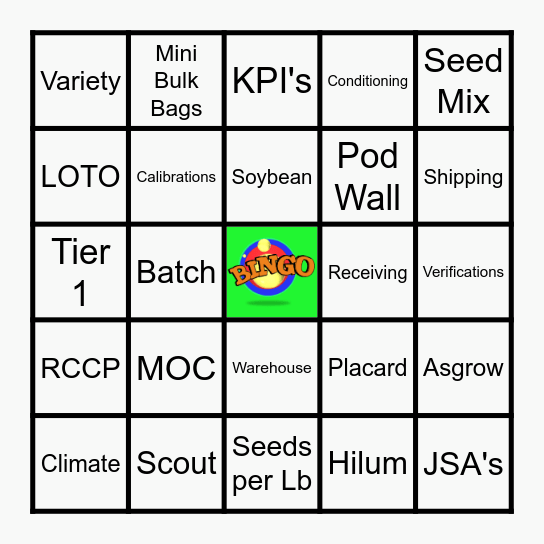 Soybean Bingo Card
