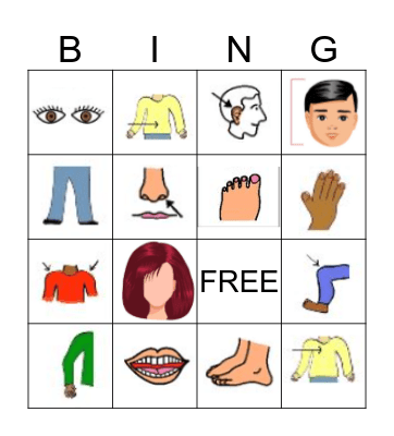 BODY PARTS Bingo Card