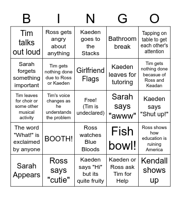 Study Bingo Caleb Bingo Card