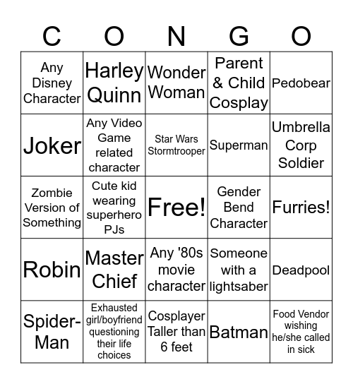 CONgo Bingo Card