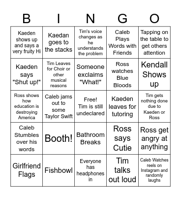Sarah's Bingo Card