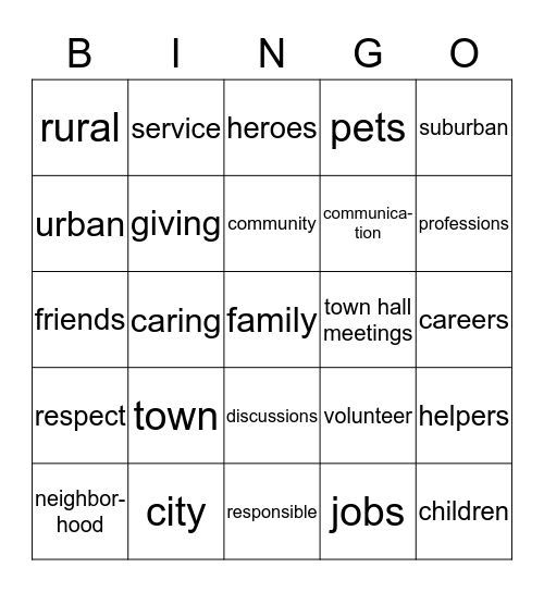 Community Bingo Card