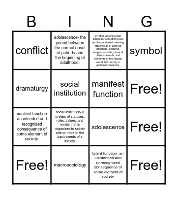 Theoretical Bingo Card