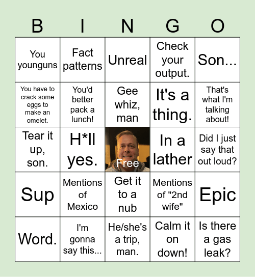 Bill-ism Bingo Card