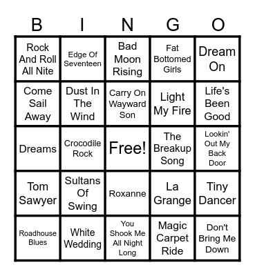 CLASSIC ROCK Bingo Card