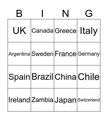 Global Journal Bingo! Bingo Card