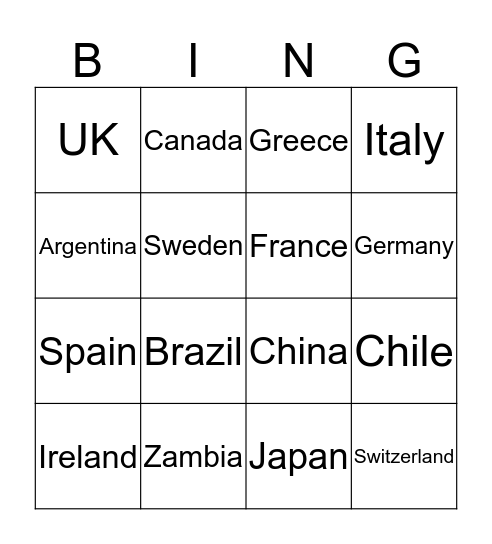 Global Journal Bingo! Bingo Card
