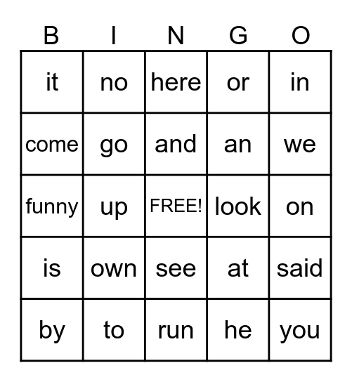 Spelling Word Bingo 2 Bingo Card