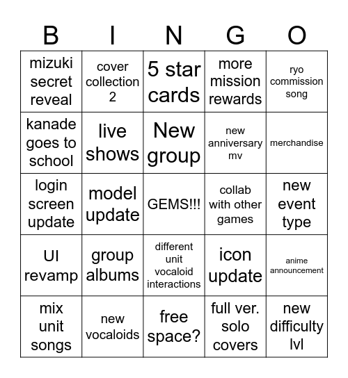 3rd anniversary bingo Card