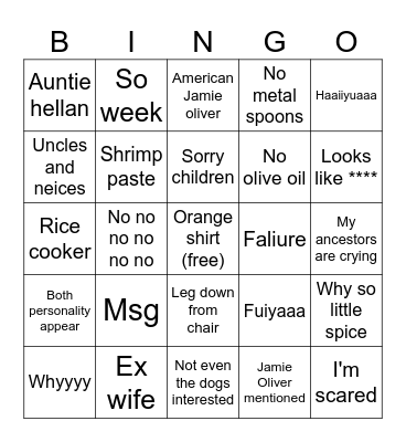 Uncle roger bingo Card