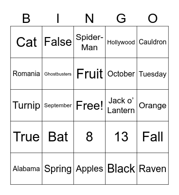 BINGO - Fall Edition Bingo Card