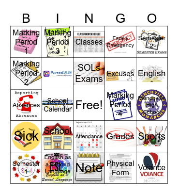 ESL Parent Night Bingo Card