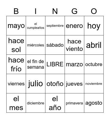 Calendario Bingo Card